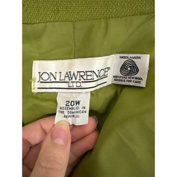 Vintage Wool Jon Lawrence Lime Green Oversized Blazer Coat 20w Tall Plus - Picture 11 of 13